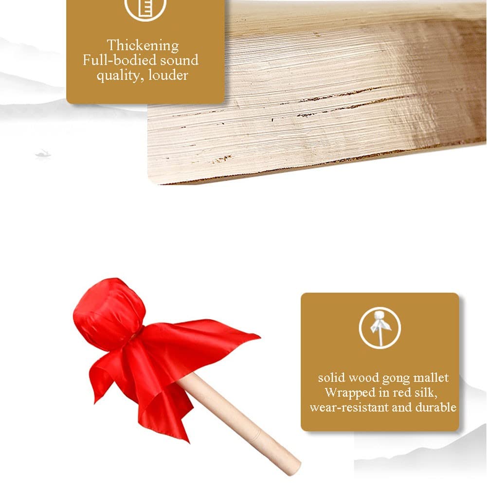 Gong in ottone con martello e supporto, strumento di meditazione per Feng Shui, yoga e rilassamento, perfetto per pratiche di consapevolezza