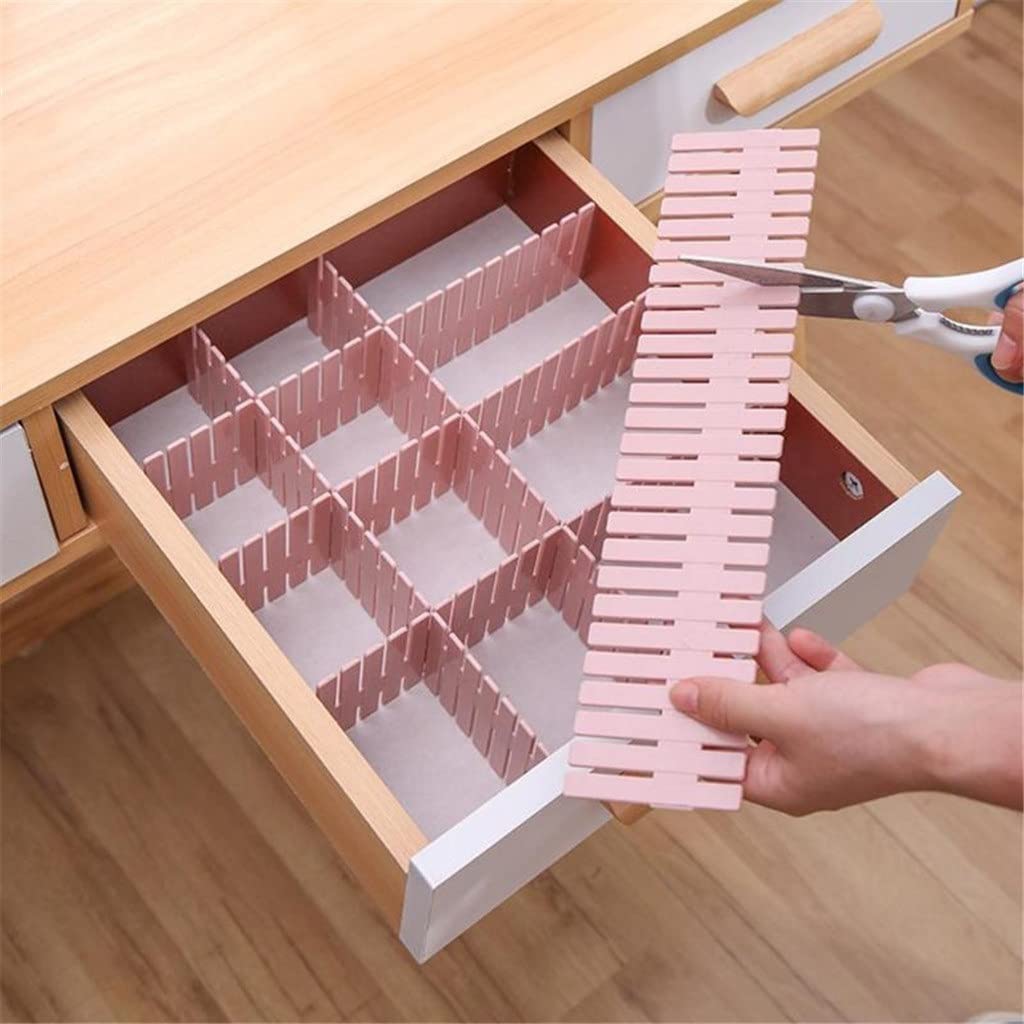 Divisore per cassetti in plastica Regolabile Scaffali Fai-da-Te Combinazione Libera per Uso Domestico Pannello divisorio Strumenti di Divisione salvaspazio (3)