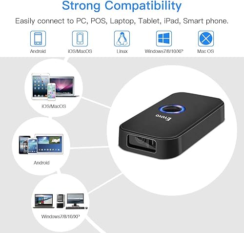Miniatura 6 de Eyoyo Mini escáner de código de barras Bluetooth: lector de código de barras 1D inalámbrico portátil y con cable USB para inventario de biblioteca