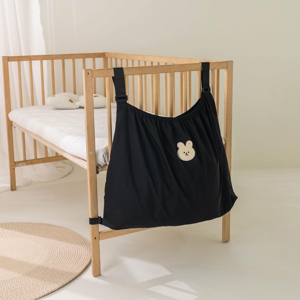 Kinderwagen Einkaufstasche XL, große Kinderwagentasche, 70×40 cm, Buggy Organizer, Wickelflaschen Aufbewahrungstasche, leichte wasserdichte Nylontasche (Schwarz, Süße Hase 70 * 40cm)