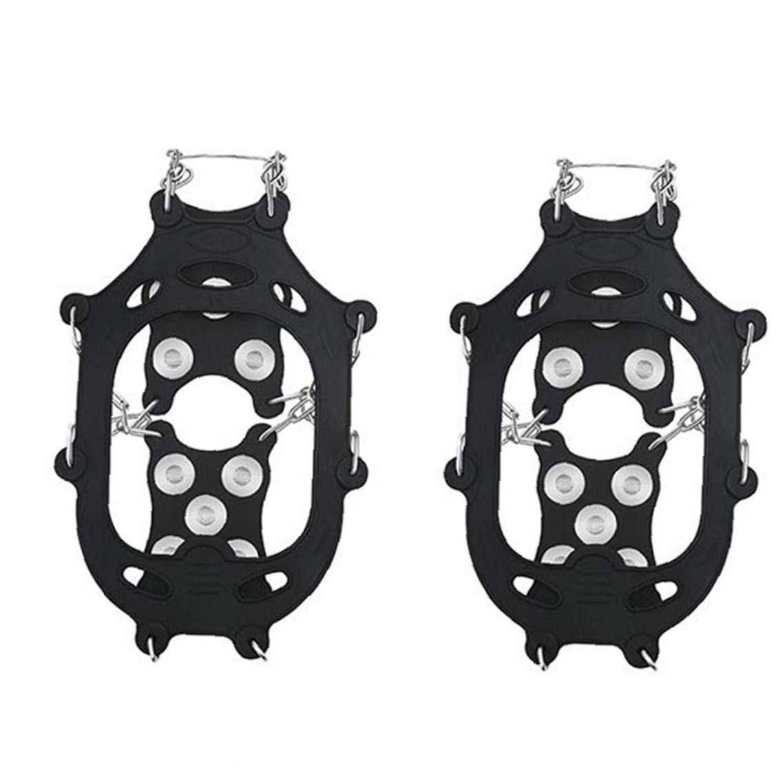 Steigeisen Eisklampen Traktion Anti-Rutsch-Schuhe Griffe Schuhe Cover Ice Spikes Wanderschuhe Steigeisen mit 12 Zähnen Schwarz XL 1 Paar