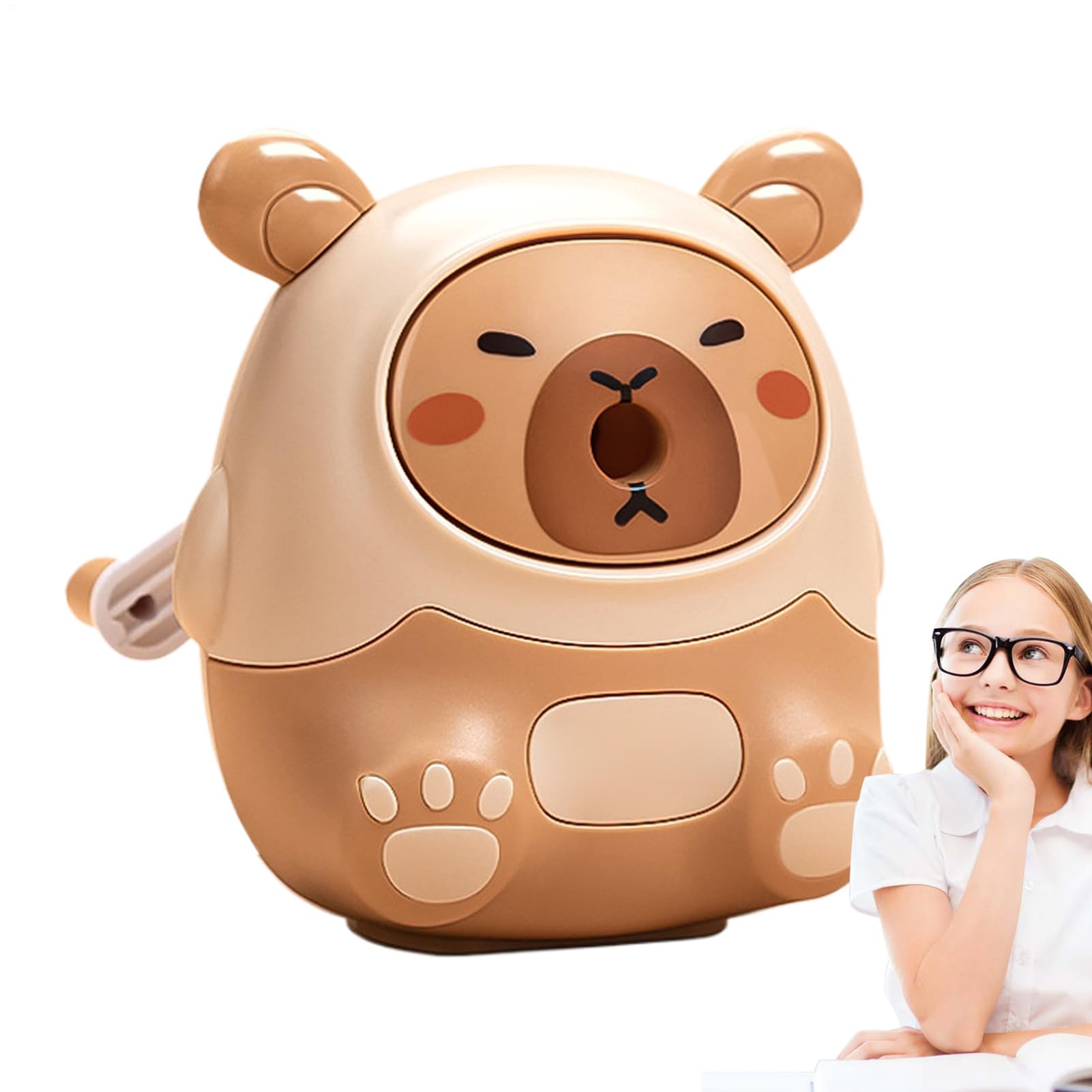 Temperamatite Per Bambini - Temperamatite A Manovella Con Design A Forma Di Trottola Per Scuola,Taglierina a Manovella con Design Cartone Animato a Forma di Capibara per Arte del Disegno