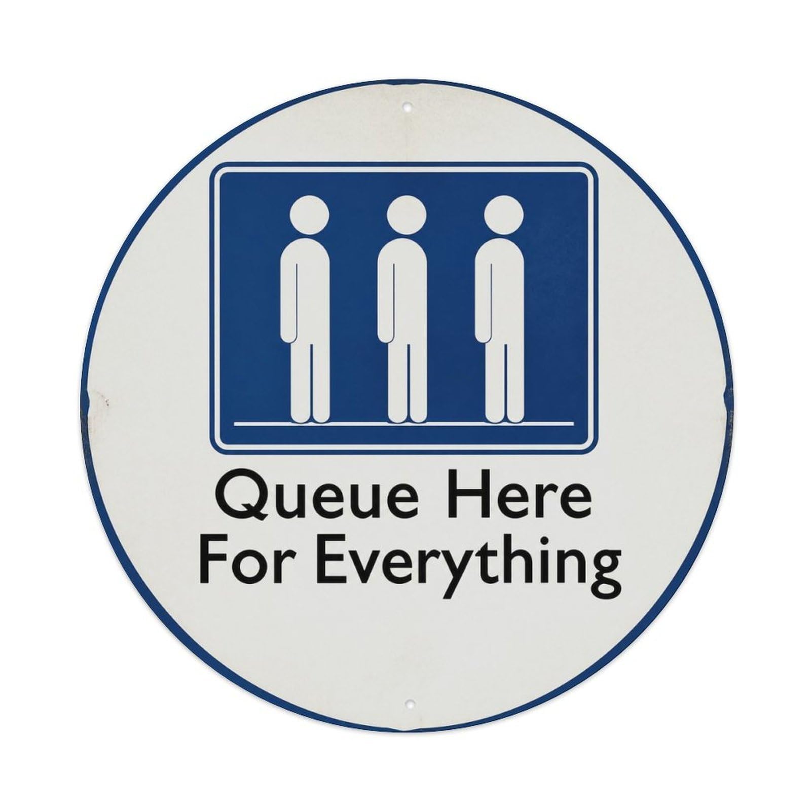 Olyhtr 8X8inch Classic Style Queue Etiquette Classic Notice British Rustic Lettering Metal Tin Sign