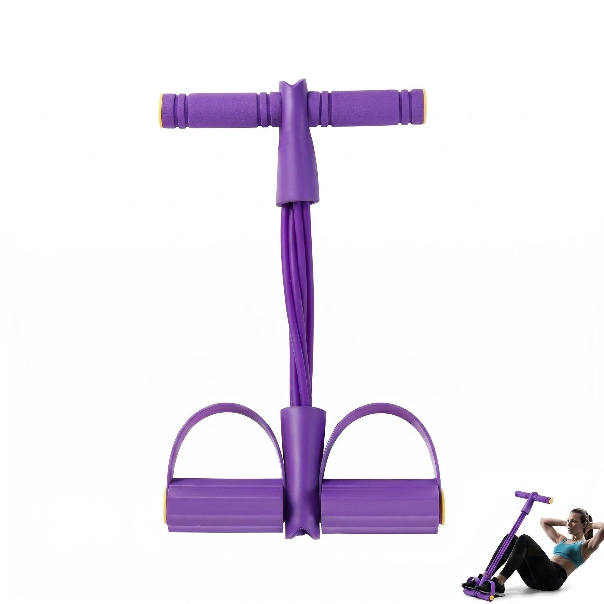 Mtbricey 6-Tube Pedal Resistance Band with Handles Foot Pedal Resistance Band for Women Sit Up Pull Rope Trainer Foot Pedal Exercise Bands Exercise Equipment for Yoga Pilates Tummy Legs Arms (Purple)