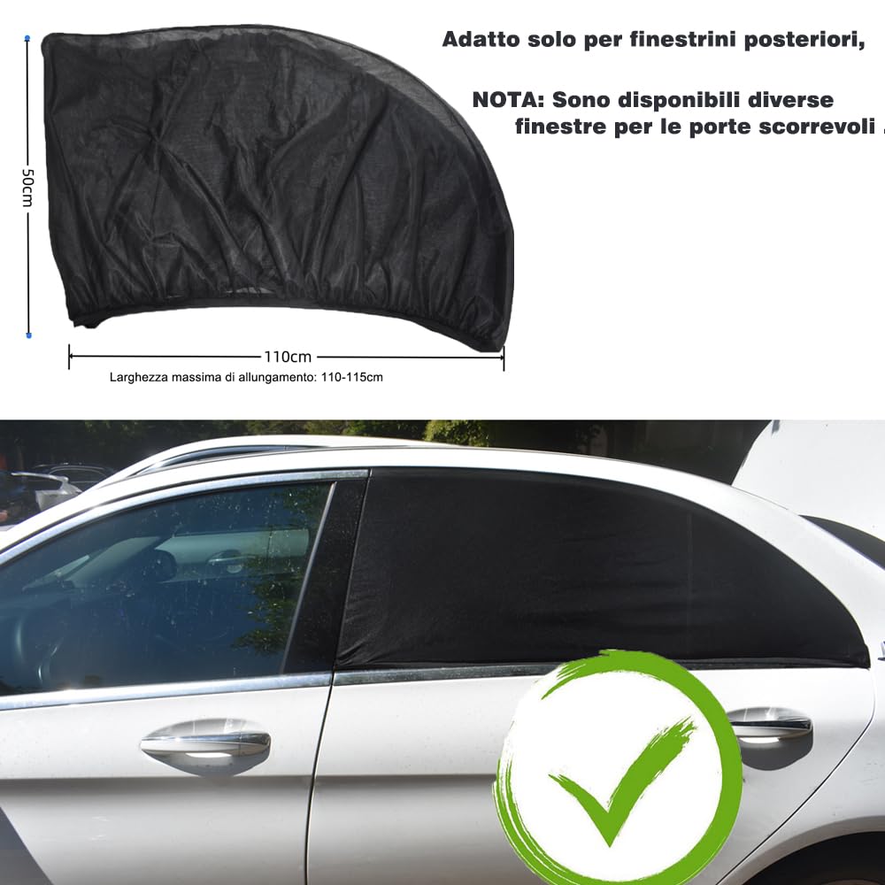 Tendine Parasole Auto per Bambini, 2 Pezzi di Protezione Solare Auto, Tendine Parasole per Finestrino Laterale, Blocca i Raggi UV, Anti-zanzara e Antipolvere per Proteggere Bambini e Animali Domestici