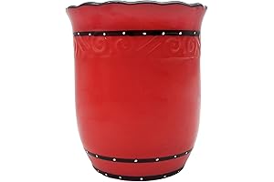 Tuscany Hand Painted Red Ruffle Utensil Holder, By ACK 85239