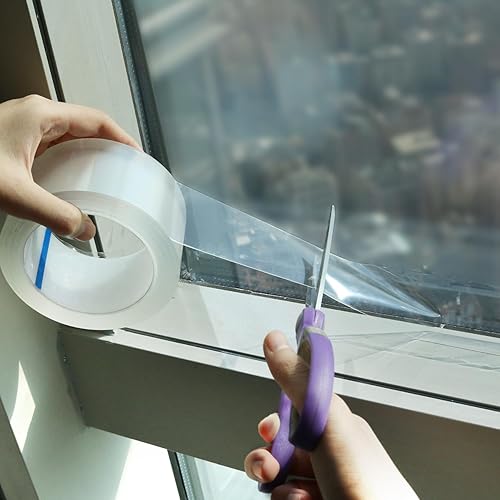 Miniatura 1 de Cinta de sellado transparente para ventanas, cinta aislante para puertas, huecos de aislamiento de corrientes de aire, nano cinta adhesiva sin