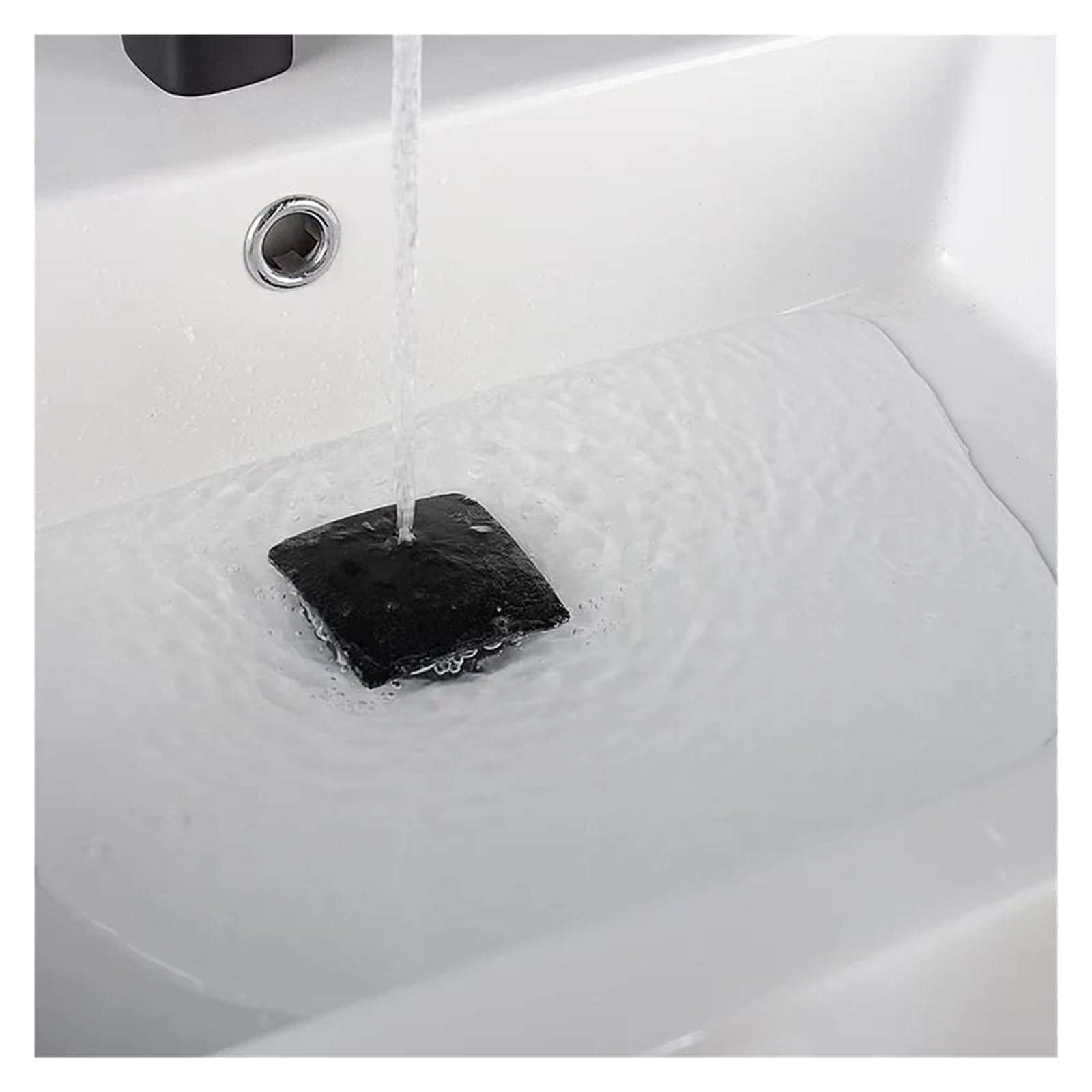Pop up Lavabo Bagno Bagno quadrato in ottone lavabo da bagno pop-up scolo tappo del lavandino bagno accessori opaco nero/cromato (Color : Black With hole)