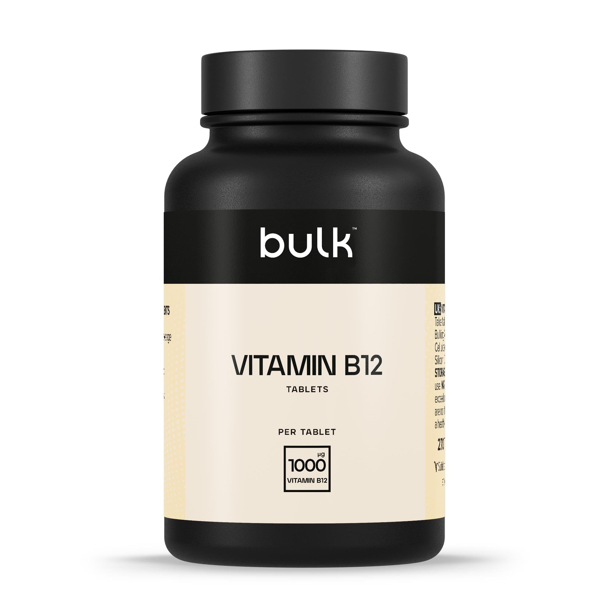 Bulk Vitamin B12 Tablets, High Strength, 1000 mcg, Pack of 60, 60 Servings, Packaging May Vary