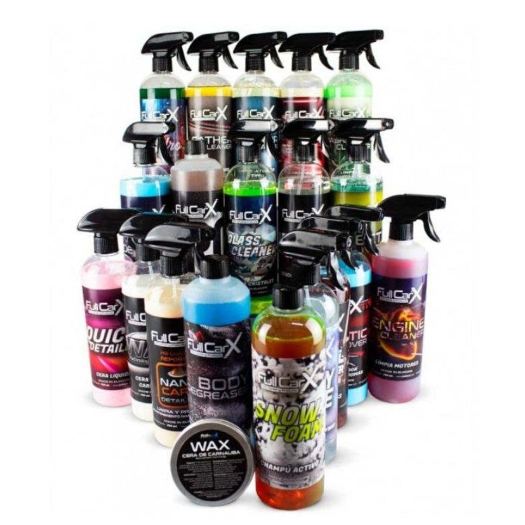 Mega Kit Completa Pulizia Interni ed Esterni Auto FullCarX - Detailing Kit Completo Automobile Tutti i Prodotti FCX