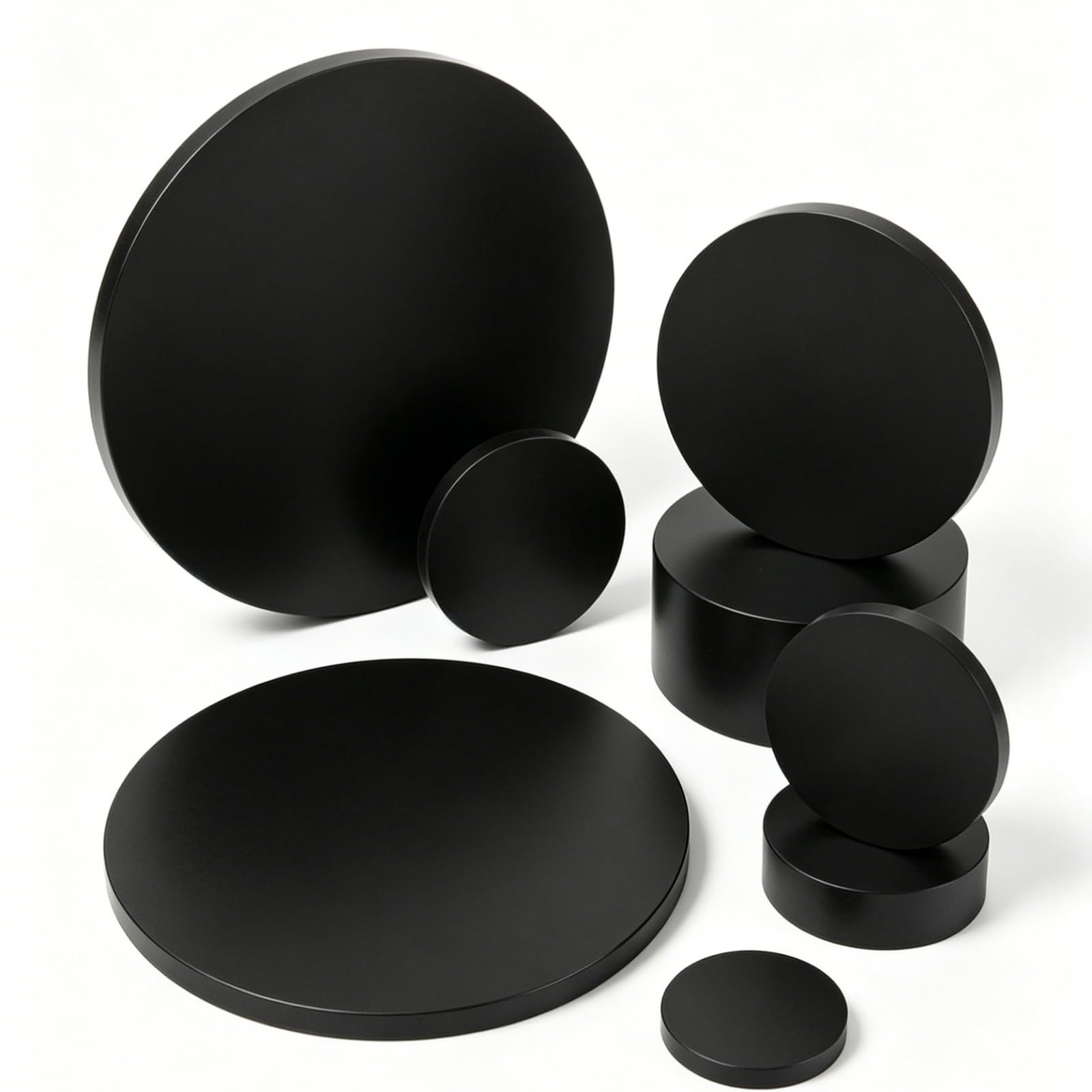 Purzen Black ABS Plastic Round Plate with Smooth Matte Finish Drillable Paintable Compatible 90mm Dia. Circular Board for DIY Projects,1mm