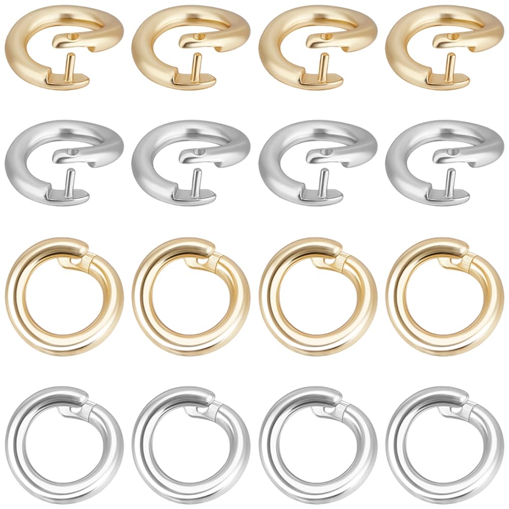 Beebeecraft 30Pcs 2 Color Locking Jump Rings OD 5.5mm ID 3mm 18K Gold & 925 Sterling Silver Plated Round Split Jump Ring Open O Ring Twister Snap Clasps Connector for Jewellery Making Necklaces
