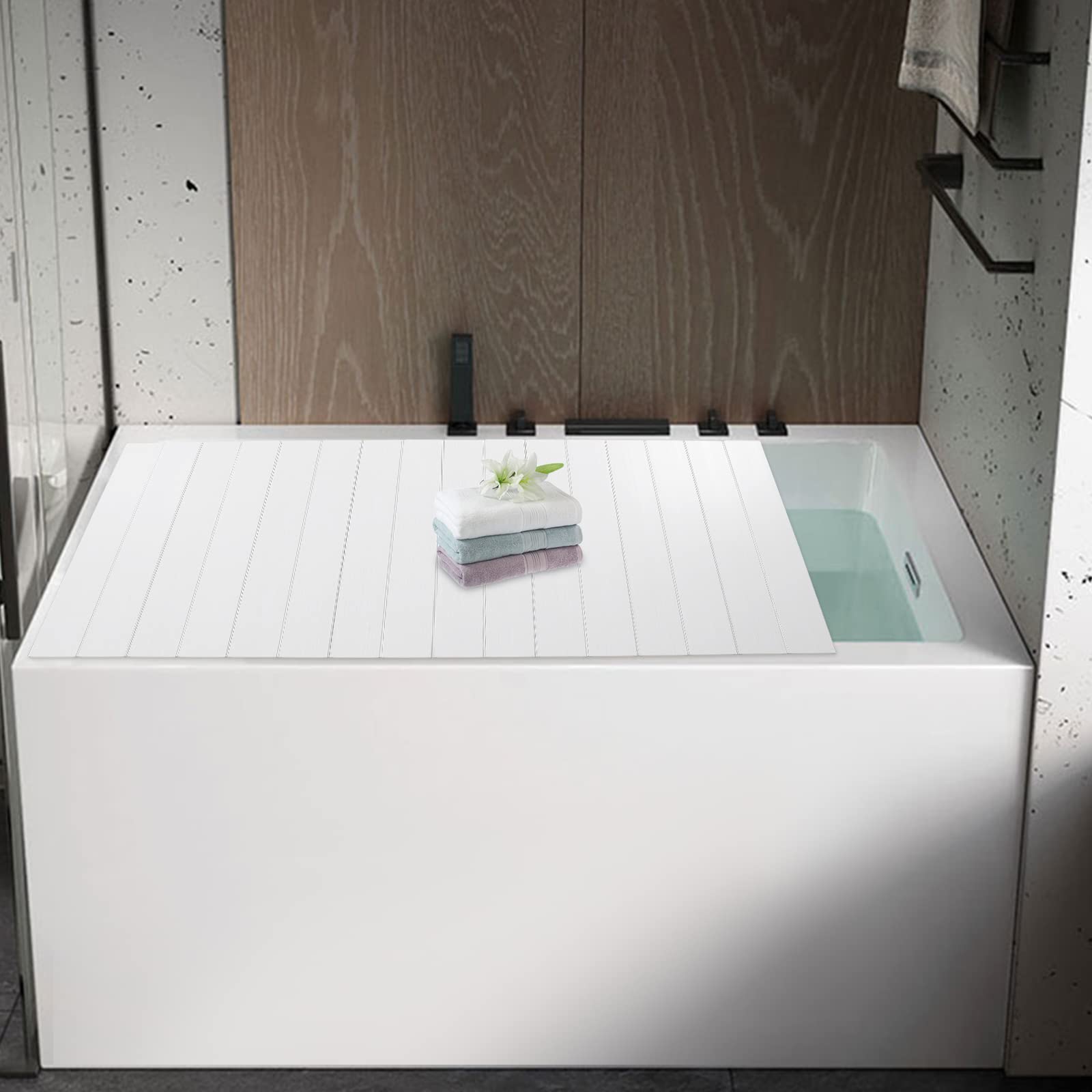 Copertura per vasca da bagno, pieghevole, antipolvere, impermeabile, in PVC, per la casa, il bagno, l'esperienza SPA, bianco (70 cm x 170 cm x 0,65 cm)