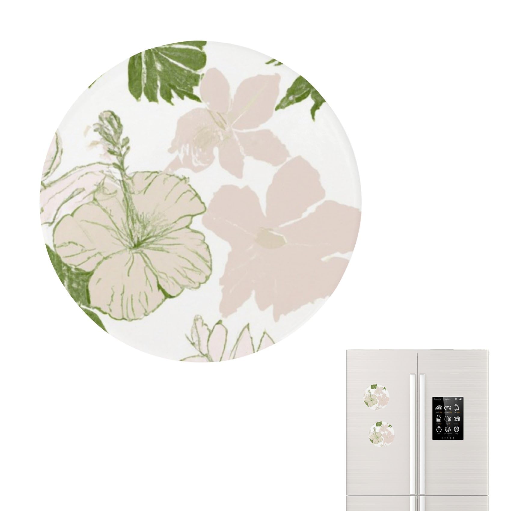 Magnets for Fridge Olive Green Hibiscus Flower Strong Magnets for Whiteboard Round Magnetic Office Decor Fridge Decorations Smart