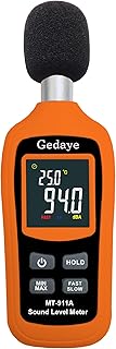 Noise Decibel Meter, Gedaye Digital Sound Level Meter & Thermometer, SPL Meter 35 to 135dBA Range, LCD Backlit Display, A-Weighting, Max/Min Measurement, Data Hold, Noise Tester for Office, Factory