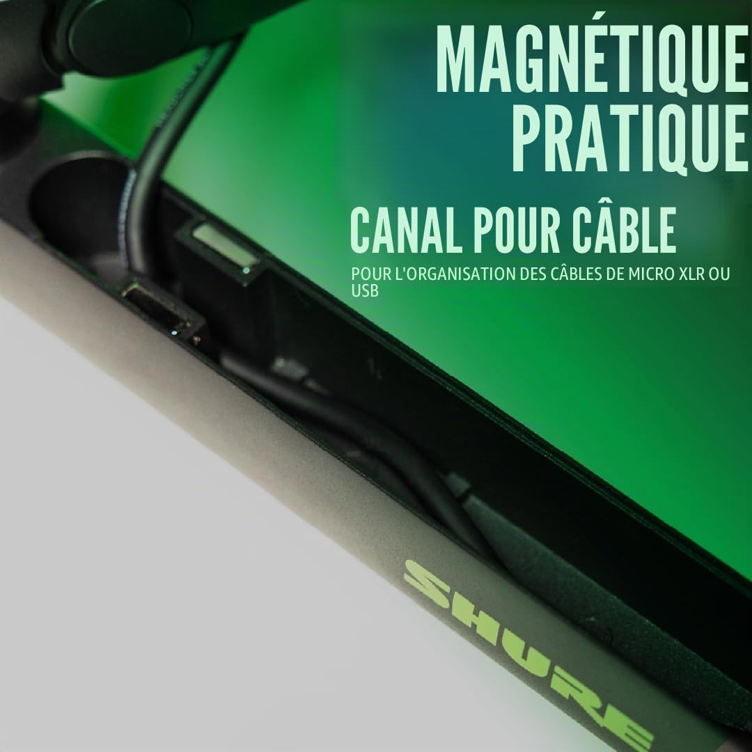 Shure by Gator Support de micro de bureau à profil bas de qualité supérieure ; entièrement réglable pour baladodiffusion, et configurations de bureau à domicile (SH-BROADCAST2)
