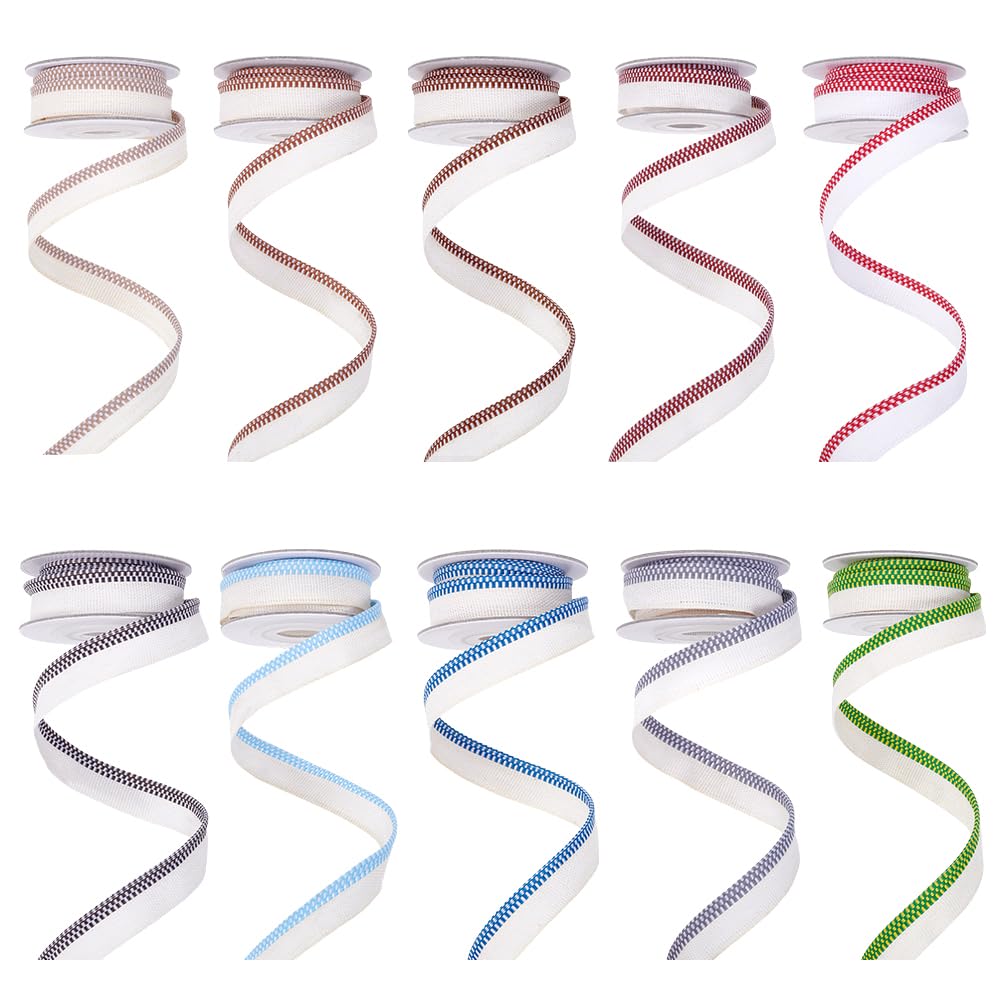 INFUNLY 20 Yards Book Binding Endbands 10pcs Colorful Cotton Bookbinding Headbands 1/2