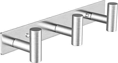 Perchero montado en la pared, 3 ganchos, ganchos de pared de acero inoxidable resistentes para toallas, abrigos, percheros, percheros, toalleros