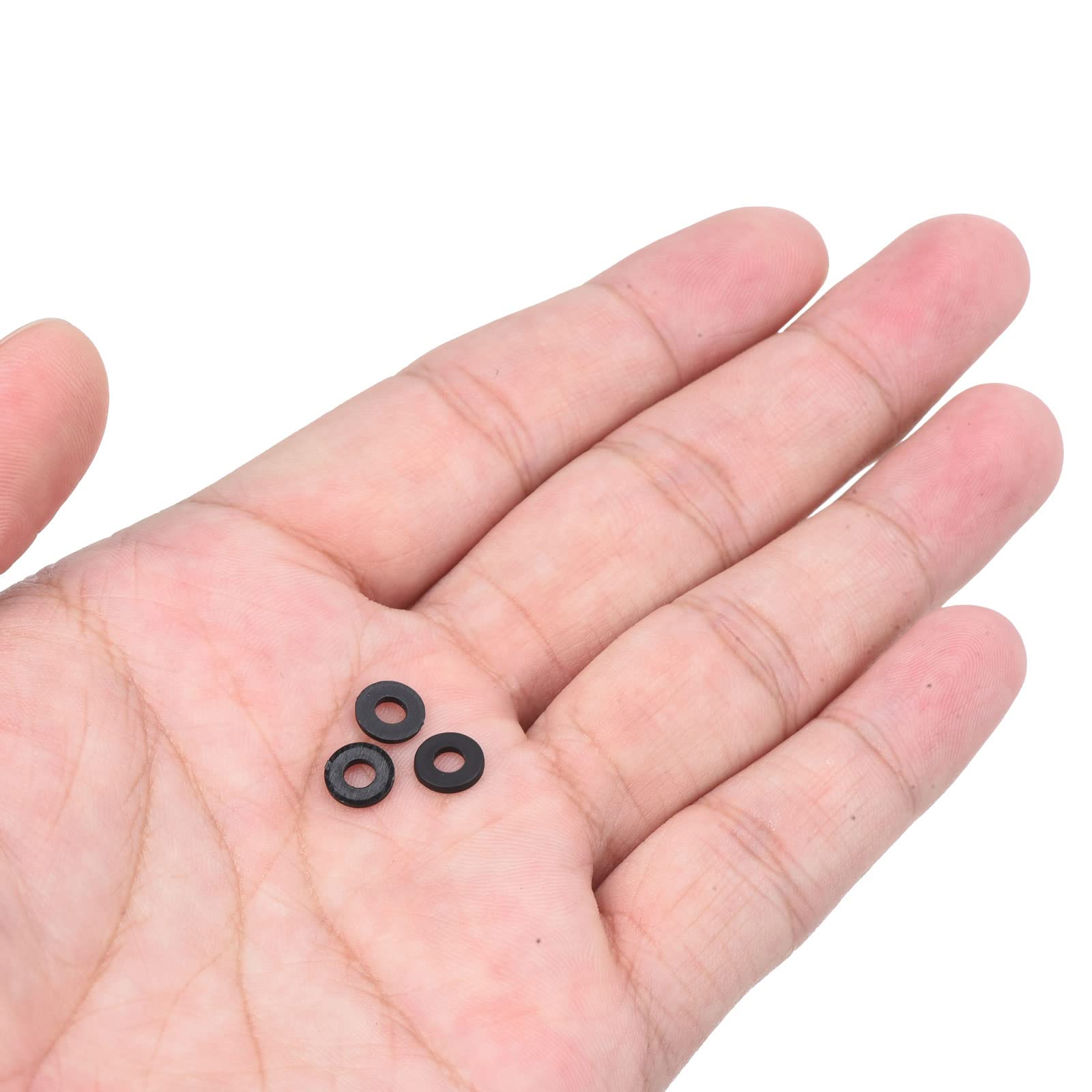 PATIKIL M3 Nylon Rondella Piatta, 100 Pezzi 3mm ID x 7mm OD x 1mm Spessore Guarnizione Distanziatrice di Tenuta per Rubinetto Tubo Acqua Tubo Dispositivo Fissaggio Bullone, Nero