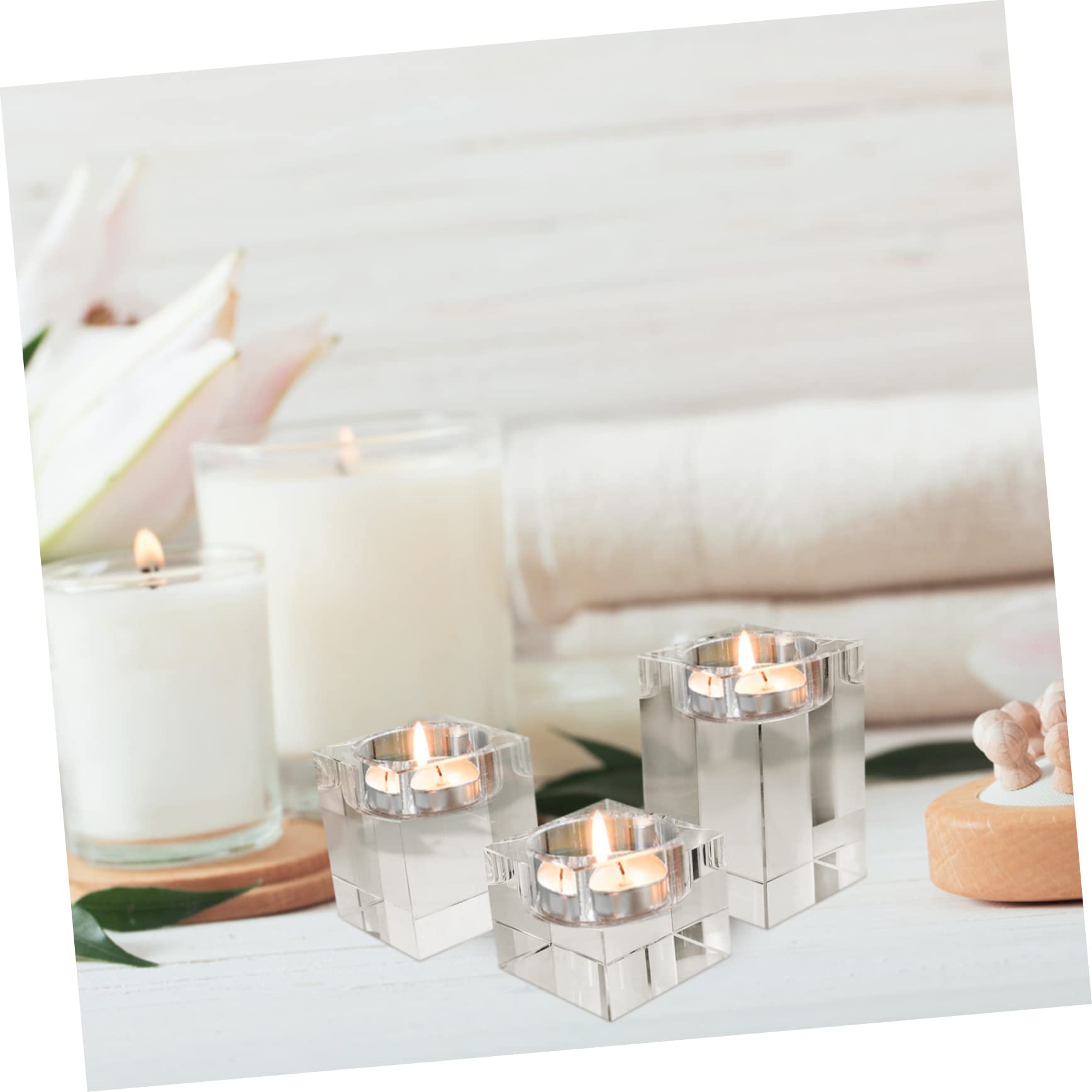 Portavelas de Té de Cristal 3 Piezas para Mesa y Bodas