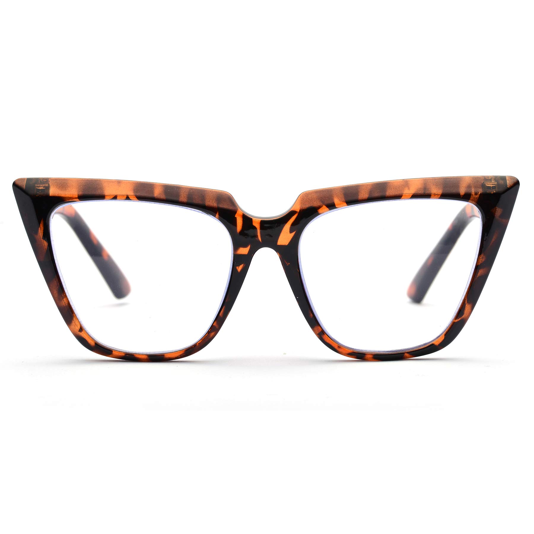 ZUVGEES Blue Light Blocking Reading Glasses Womens Chic Oversized Cat-Eye Eyeglasses Big Frames Large lens Computer Readers (Leopard