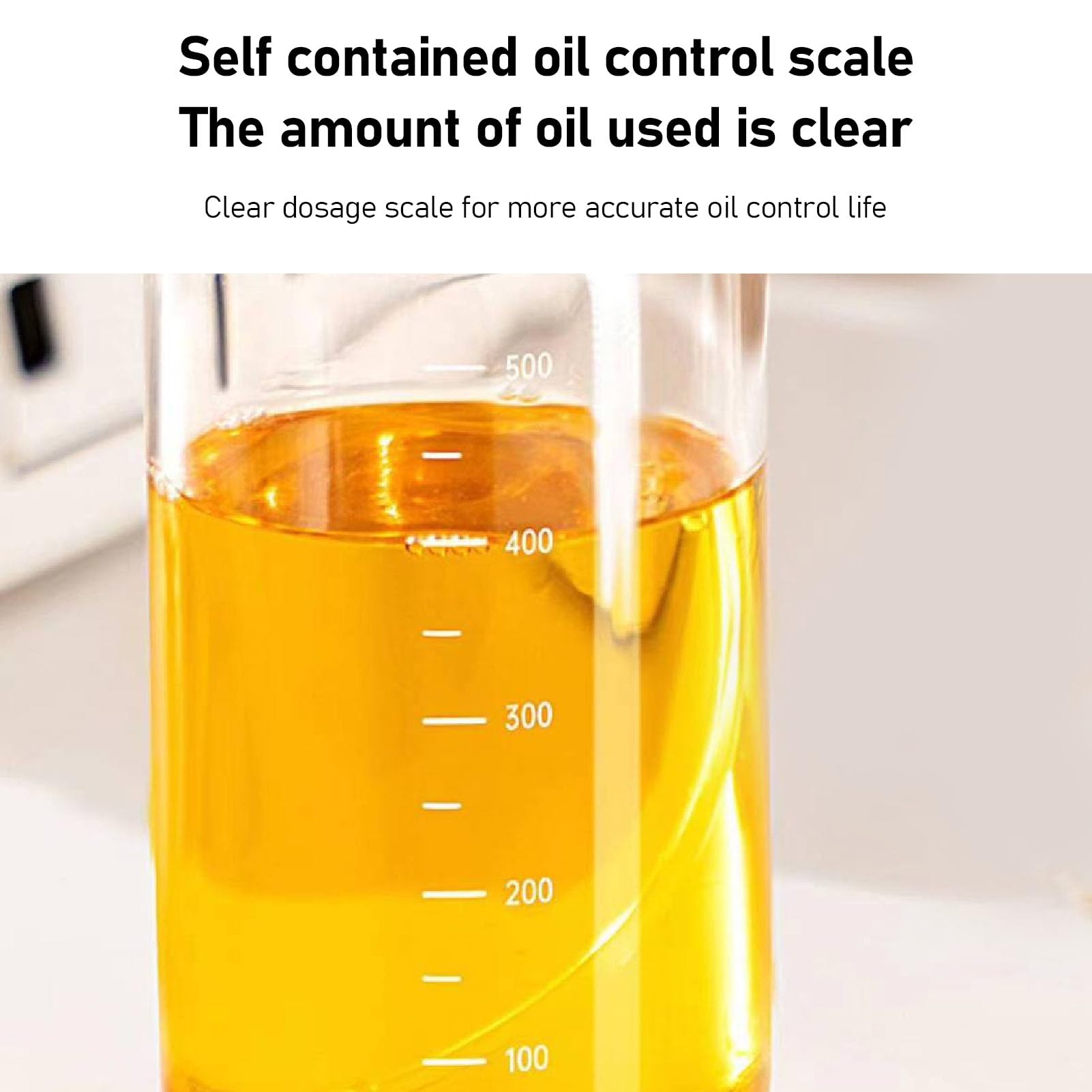 Restokki Oil Spray Bottle Glass 550ml 2 in 1 Reusable Accurate Control Dispenser for Home Kitchen Barbecue (Green)