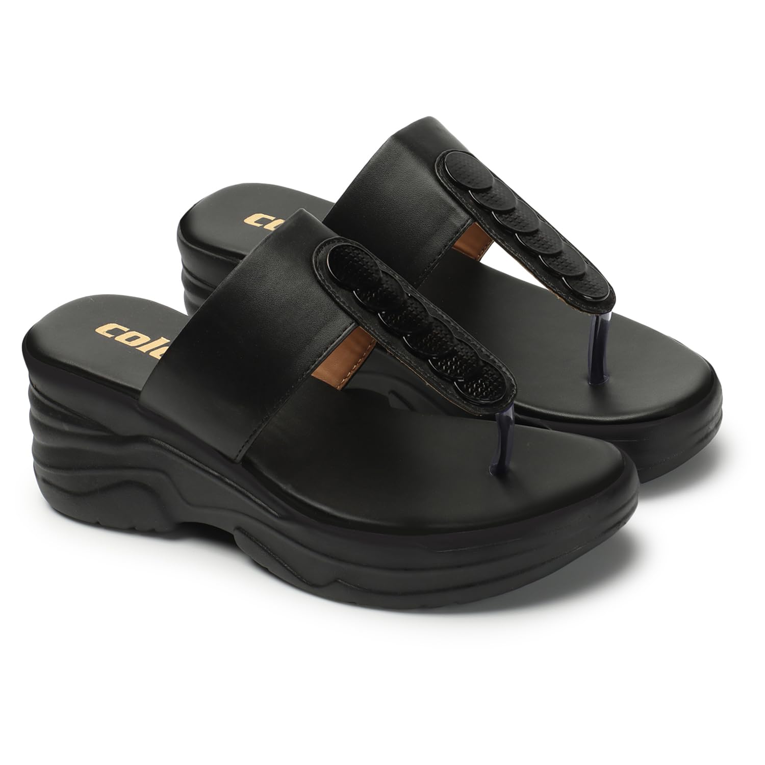 Naitik Womens Slip On Casual Slippers High Heels for Girls | Platform Sandals Ladies (Black) (B0CNYY24ML) Amazon Price History, Amazon Price Tracker