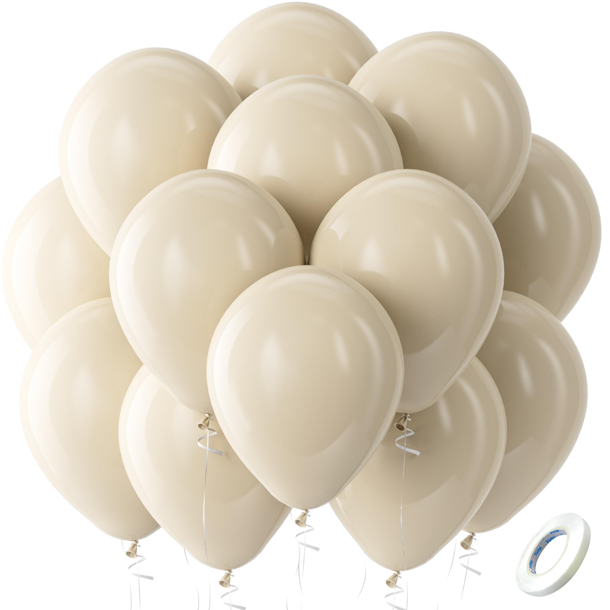 Bezente White Sand Latex Party Balloons - 100 Pack 12 inch Round Helium Sand White Boho Balloons for Engagement Birthday Wedding Bridal Shower Gender