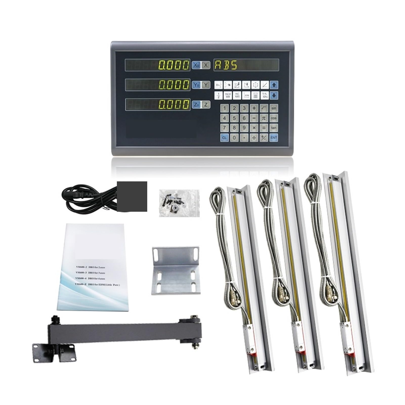 DISIROU Linear Scale Encoder, VM600-3 Digital Readout Set Linear Scales Kit 5U 50 to 1000mm Lines Encoders for Lathe Mill Machines for Lathe Milling(SDS3MS DRO Set)