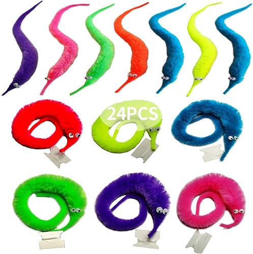 SHENGSEN 24 piezas de juguetes de gusanos peludos, gusanos de cuerda para mascotas, gusanos peludos en cuerda, juguete de truco, regalos de fiesta SHENGSEN 24 piezas de juguetes de gusanos peludos, gusanos de cuerda para mascotas, gusanos peludos en cuerda, juguete de truco, regalos de fiesta