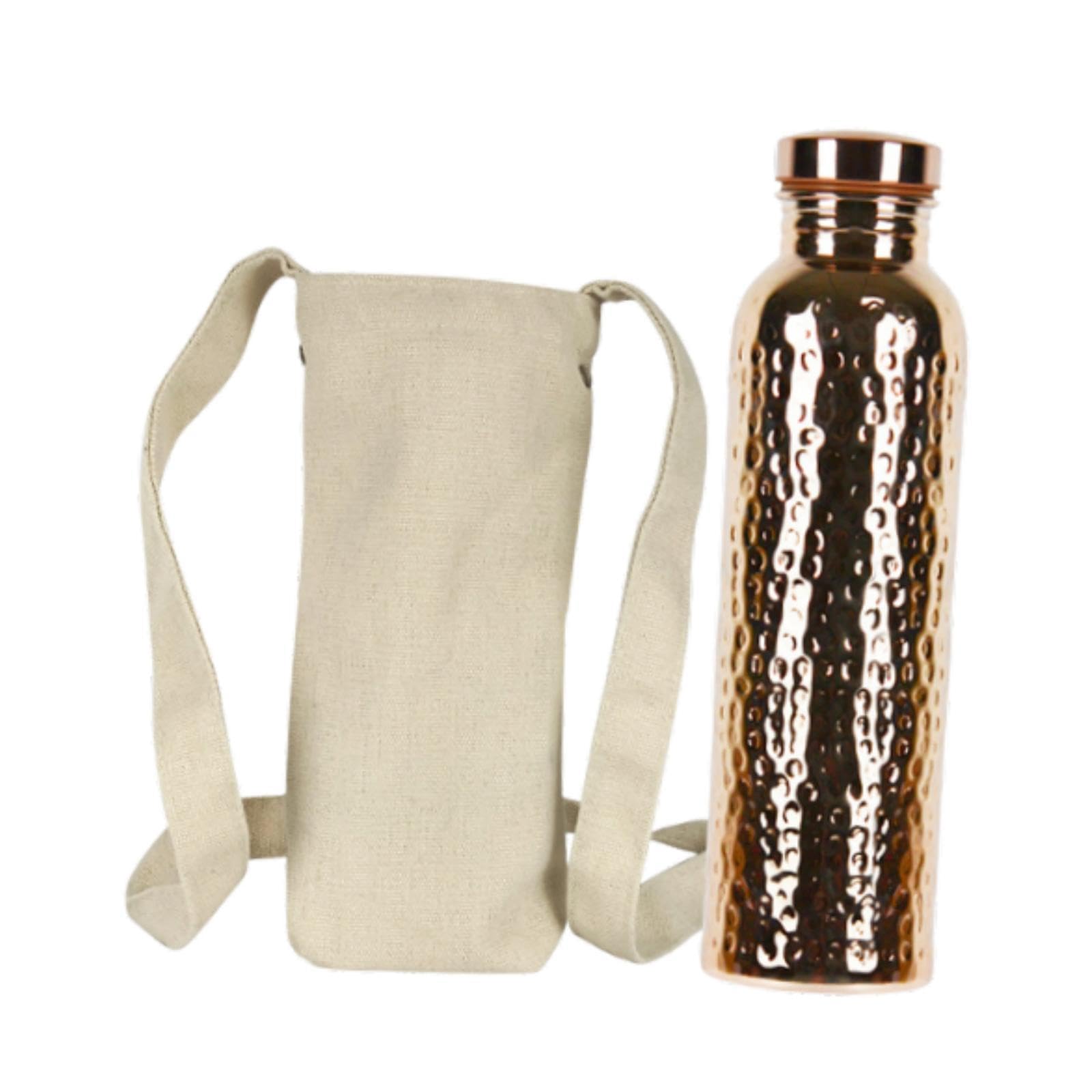 Bouteille D'eau Portable En Cuivre, Fabriquée à La Main, Idéale pour La Randonnée et Les Activités de Plein Air.