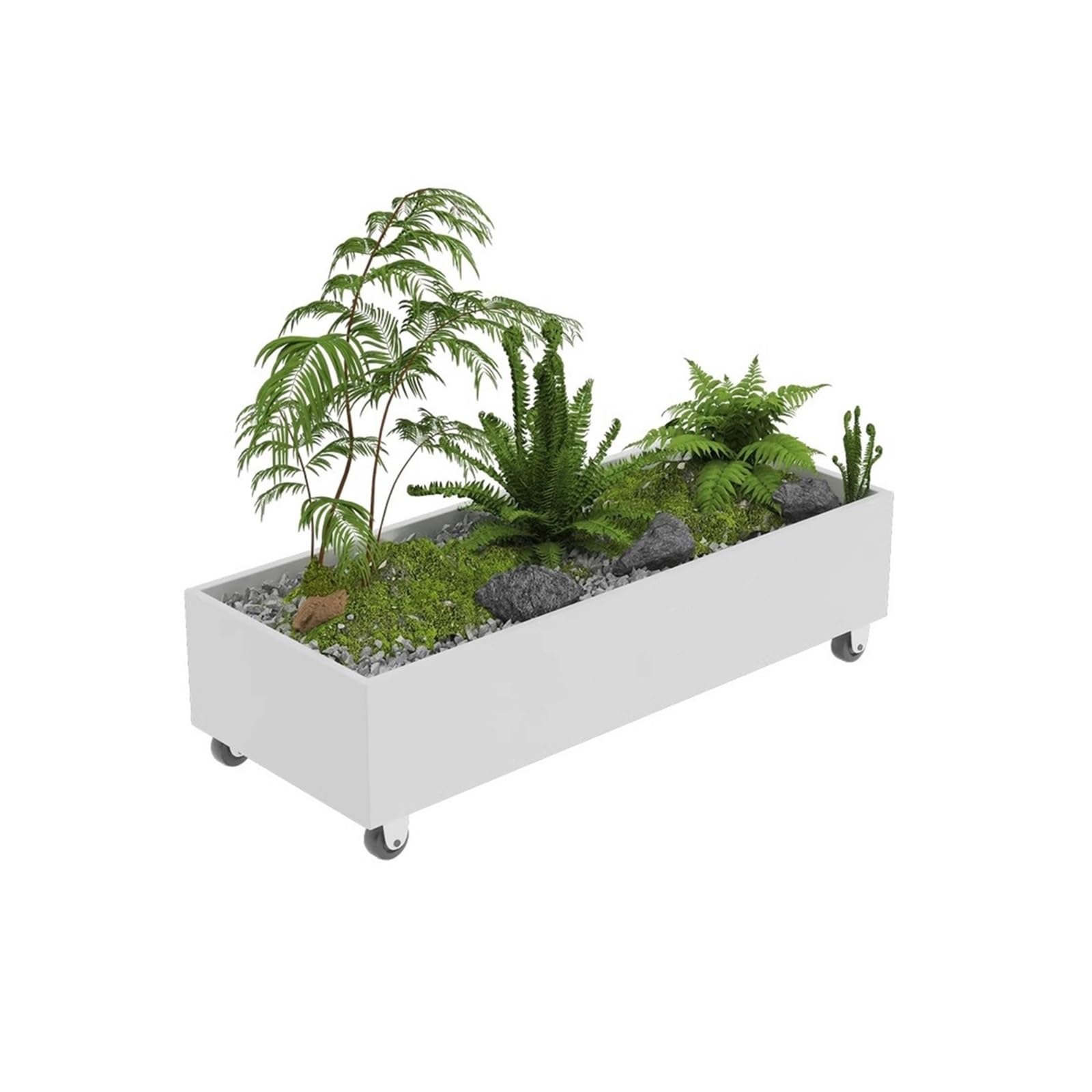 Xujuan-0227 One Color Bench With Planter Box Outdoor Flower Box Green Flower Bed With Universal Wheels Milk Tea Shop Coffee Shop Outdoor Partition Mobile Flower Trough