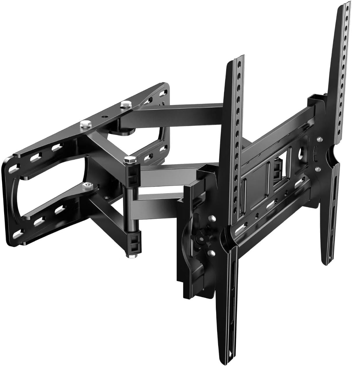 Staffa da parete per TV a schermo piatto curvo da 32-70 pollici, supporto da parete girevole max VESA 400 x 400 mm, supporta fino a 45 kg, inclinazione regolabile su e giù, si estende a doppio