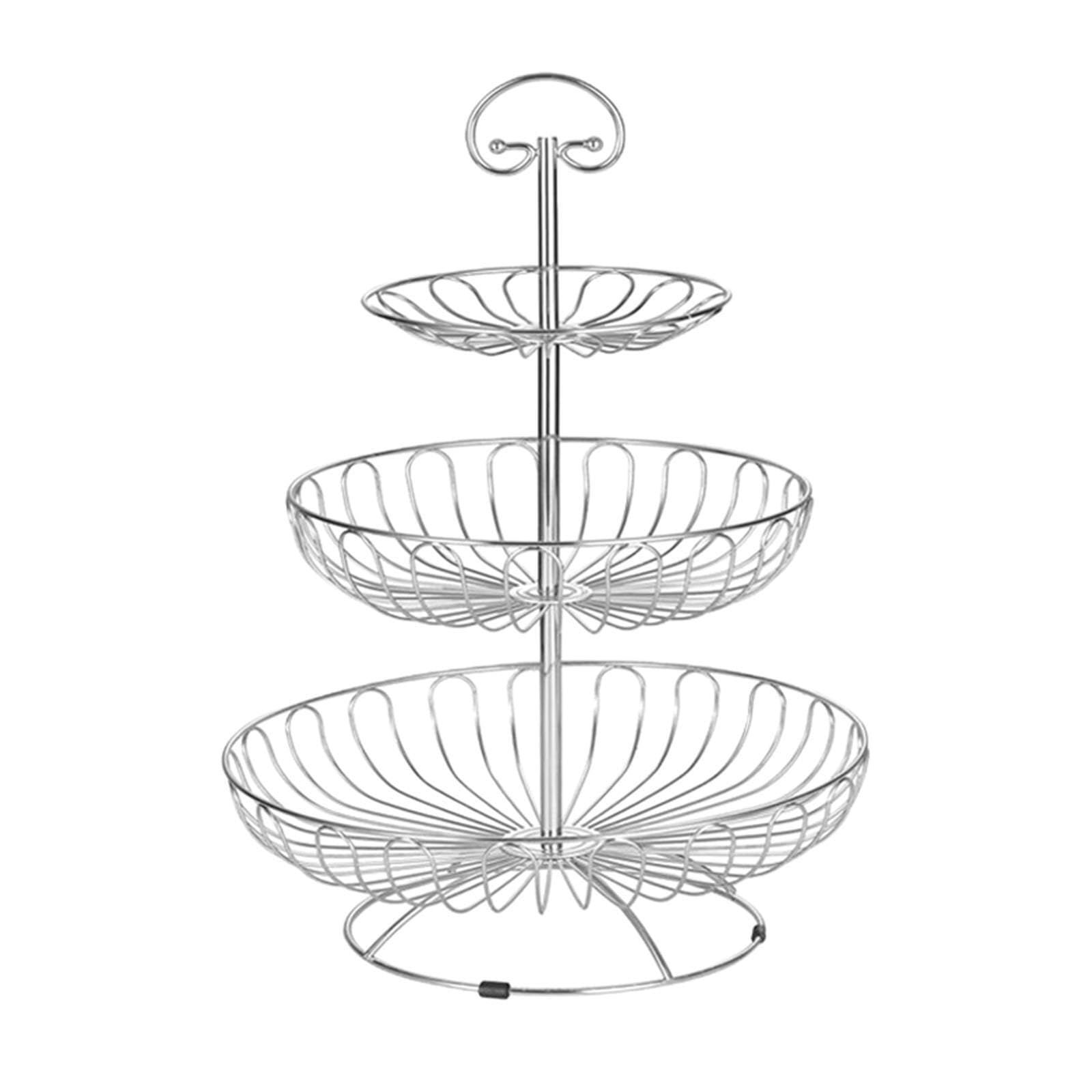 Alcxazs Effortless Assembly Three Tier Fruit Basket Bowl Holder With