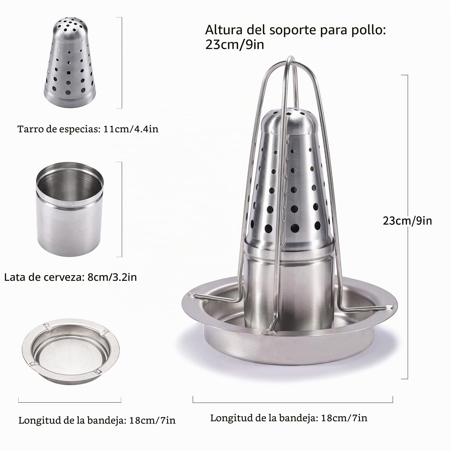 AMOZO Asador de pollo – El nuevo soporte para pollo de acero inoxidable – Lata de cerveza Asador de pollo – Asador de aves de corral con recipiente aromático (1)