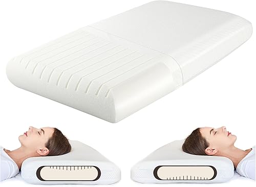 Almohada de espuma viscoelástica de doble cara, almohada cervical de cuello de 4 pulgadas para dormir de lado, firmeza media y suave, almohada