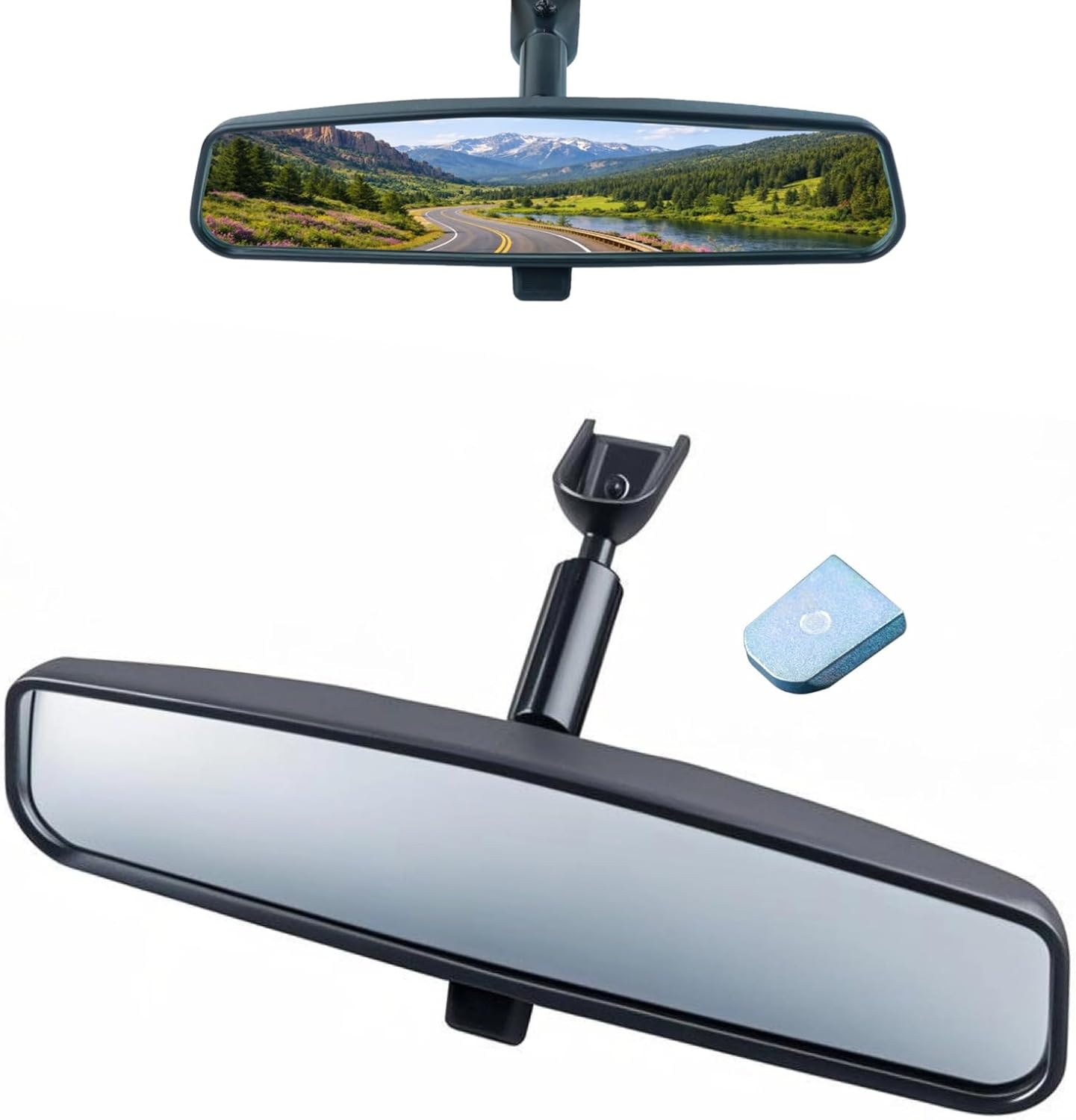 10.5" Rear View Mirror Anti-Glare, Universal Interior Car Rearview Mirror Replacement for Wide Angle, rearview mirror Replacement for Ford F150 Ranger Mustang Chevy Silverado Toyota Camry Honda Civic