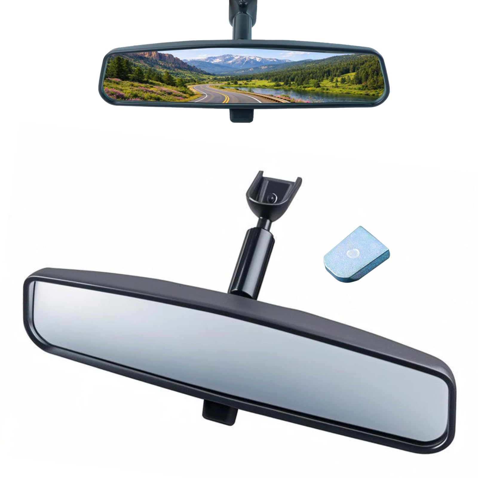 Photo 1 of 10.5" Rear View Mirror Anti-Glare, Universal Interior Car Rearview Mirror Replacement for Wide Angle, rearview mirror Replacement for Ford F150 Ranger Mustang Chevy Silverado Toyota Camry Honda Civic