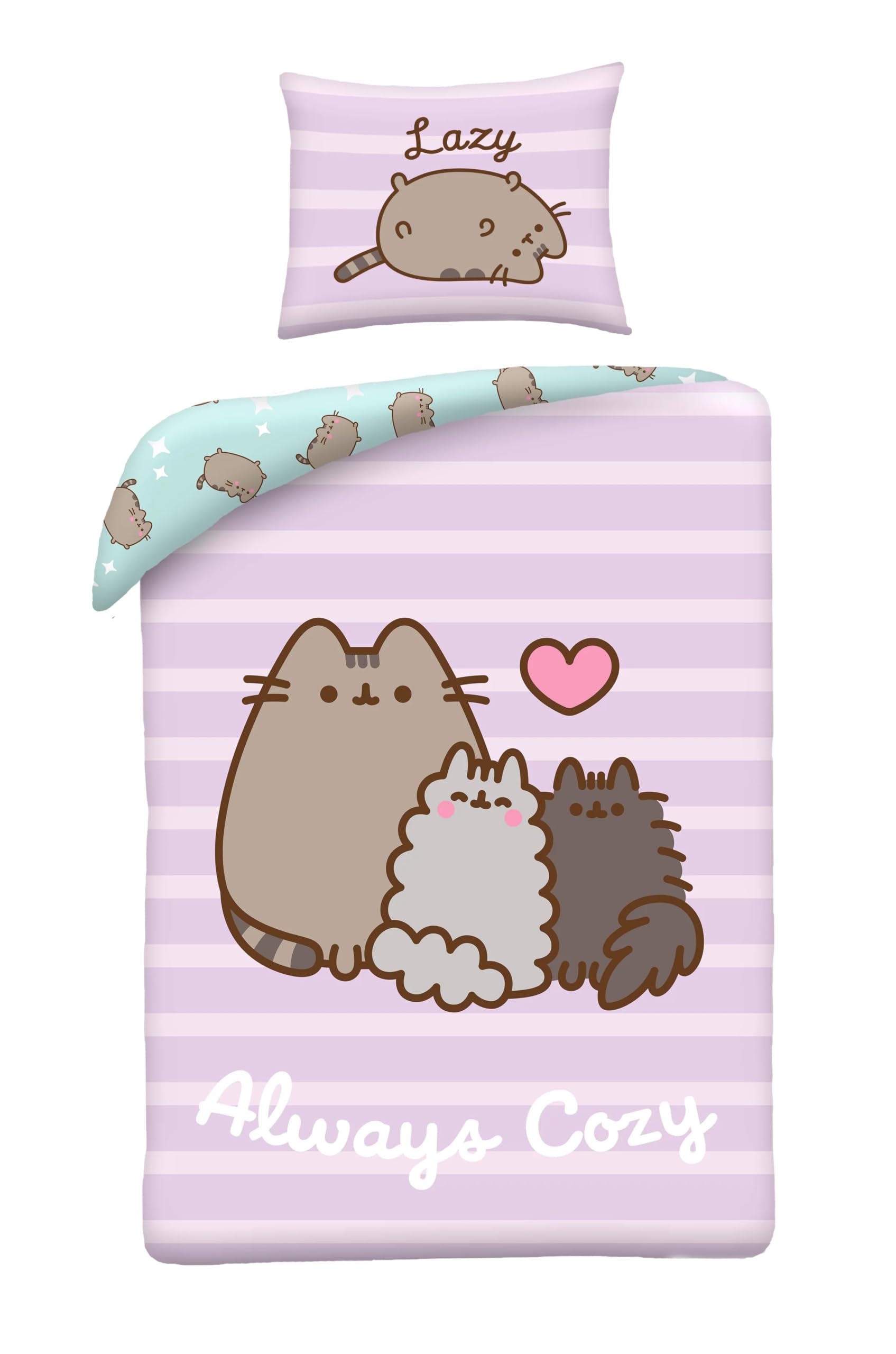 Pusheen Always Cozy Single Duvet Cover 140x200 + Pillowcase 70x90 Stormy