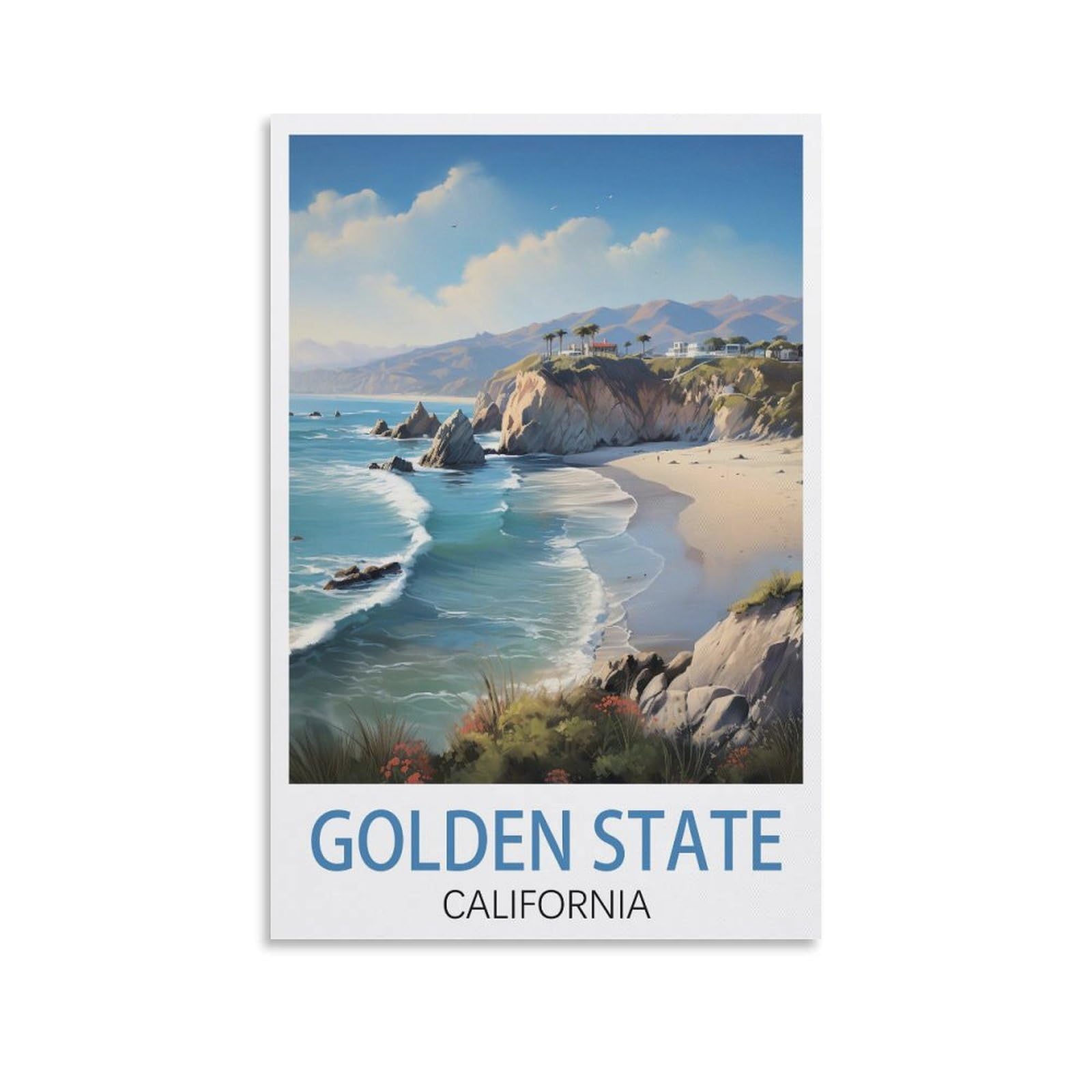 CXHNOGX California Golden State Vintage Travel Poster Lake Wall Art Picture Print Canvas Art Poster Modern Family Bedroom Decor Posters 08x12inch(20x30cm), Unframe-style