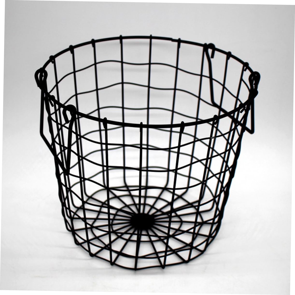 Cesta de Metal para Guardar Ropa Asas, Negra para Dormitorio
