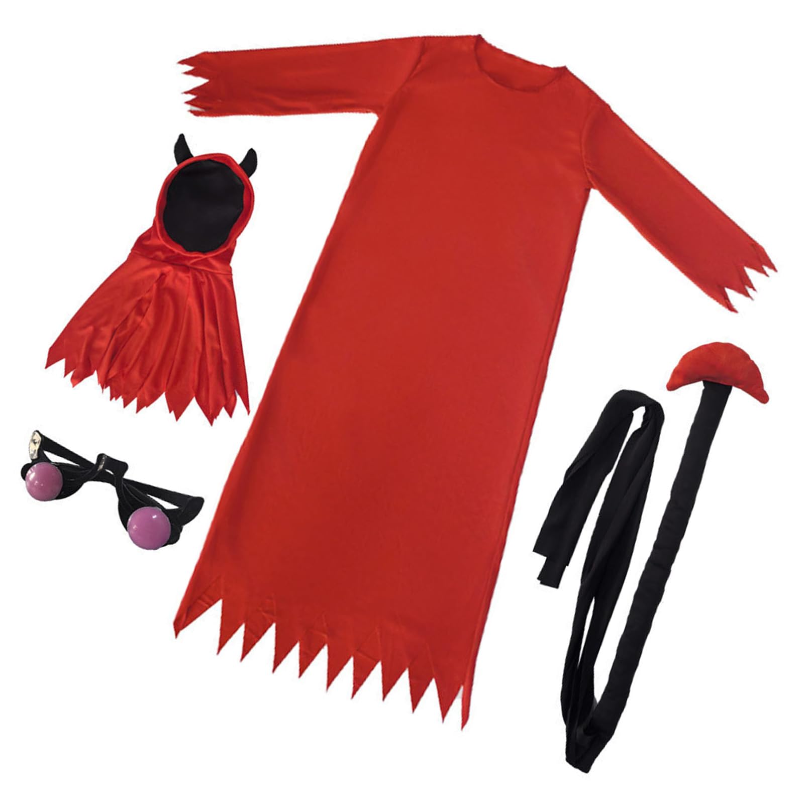 ZEPFJHE Halloween Death Role Play Outfit Set with Head Cover Devil Cosplay Robe for Children Adult Role Play Themed Event Celebratory Horror