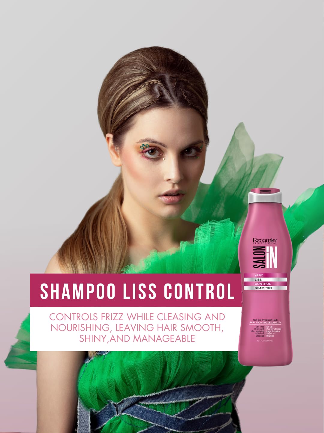 Salon In by Recamier | Liss Control Hair Shampoo Anti-Frizz | Frizz Control Hair Care | 33.8 fl oz / 1000 ml