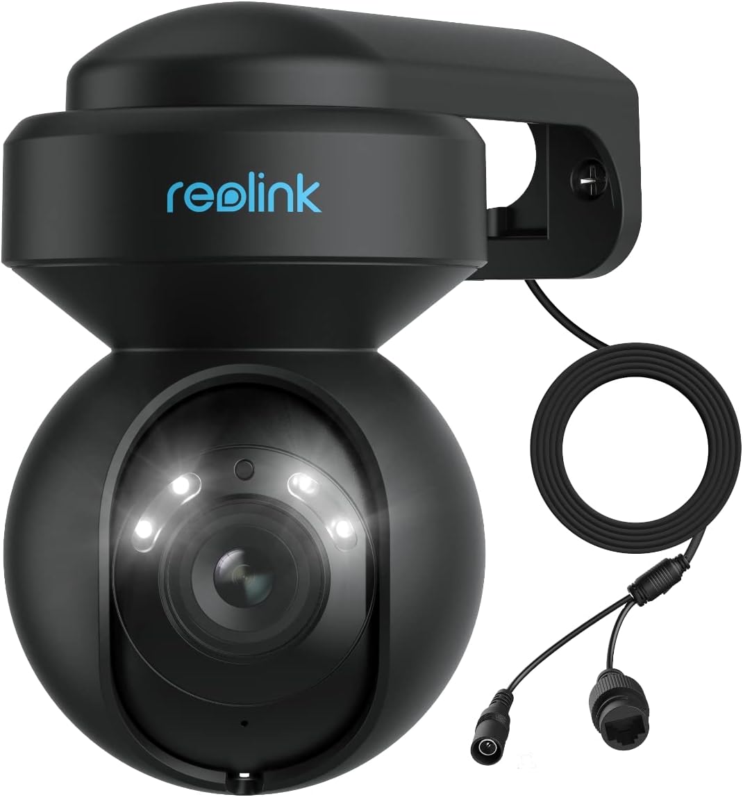 Reolink Cámara Vigilancia WiFi Exterior 5MP 2.4/5 GHz, Vista 360°, Seguimiento Automático y Crucero, Detección de Personas y Vehículos, Audio Bidireccional, Almacenamiento en la Nube, E1 Outdoor Negro