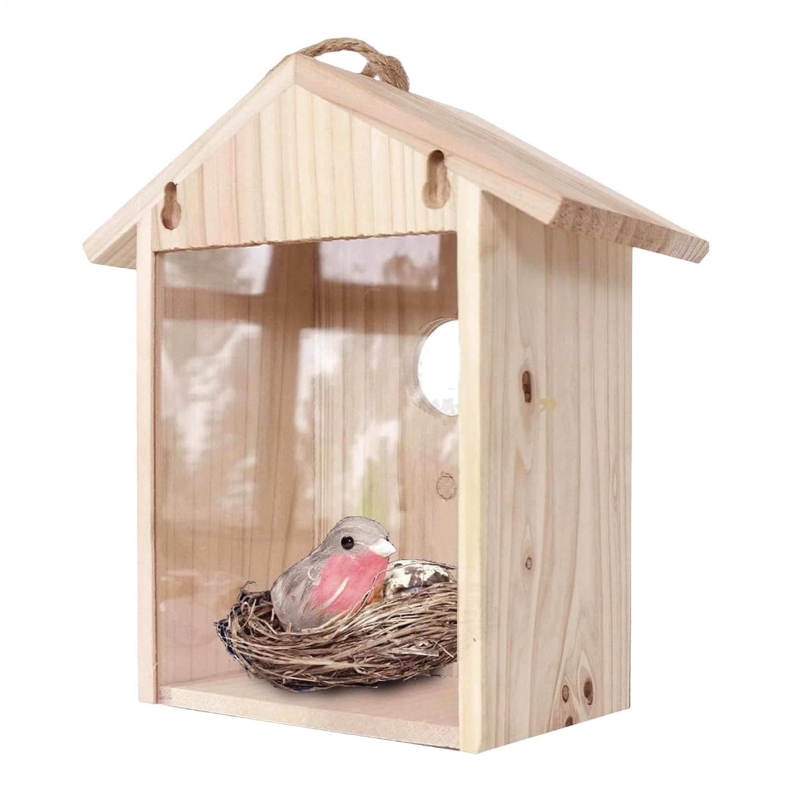 Wooden Bird Houses Wooden Nesting Cottage with Clear Window