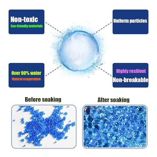 Gel Ball Blaster Ammo 7-8 Mm (60,000 Pcs), Refill Ammo Water Bullets For Gel Guns, Gel Bullets For Splatter Ball Gun, Water-Based Gel Ball （Red & Blue） #TOP5