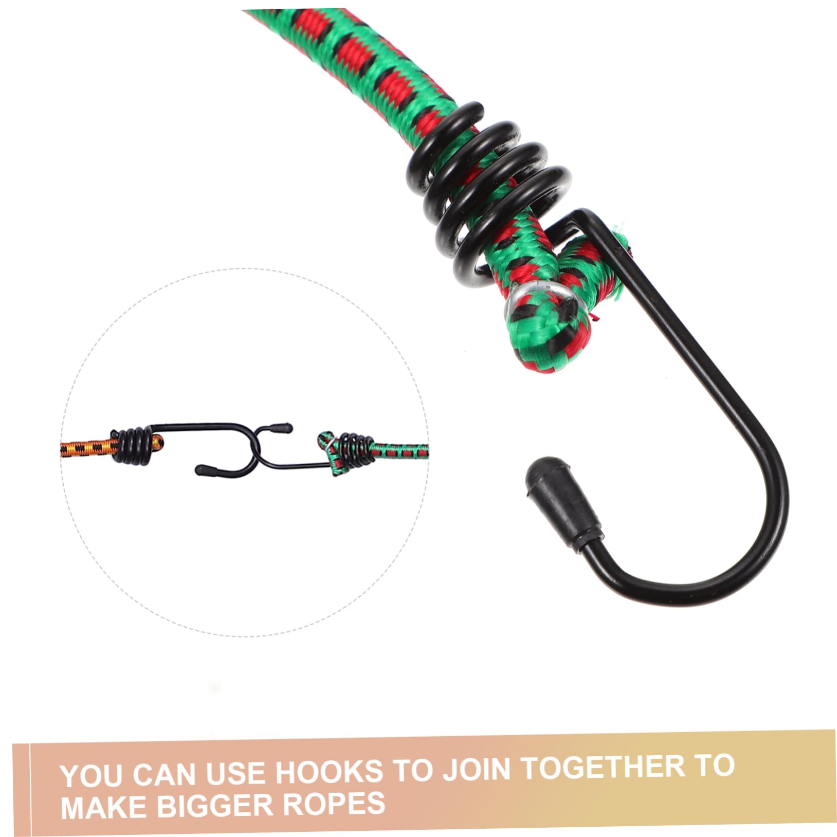 BCOATH 3pcs Cargo Bungee Cord High Elasticity Fastening Belt with Hooks for Transport for Motorcycle and Bicycle Luggage Random Colors - Image 2