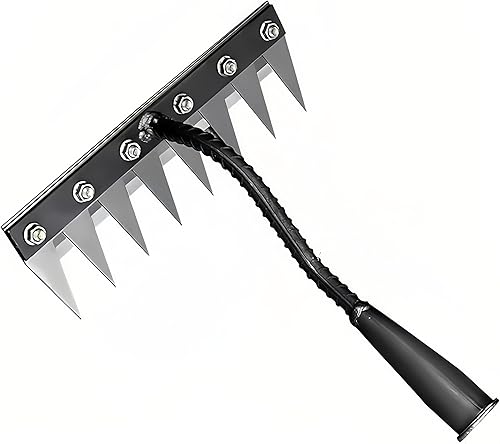Iron rake 2.0 Herramienta de deshierbe manual de jardinería portátil, acero de alto carbono, diseño de hoja desmontable de doble filo para
