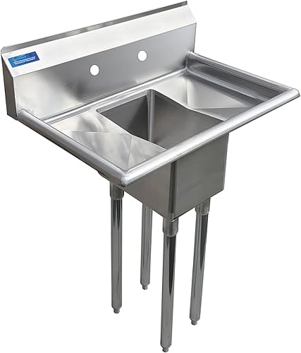 AmGood Fregadero de acero inoxidable para preparación y uso general  Acero inoxidable 304  Restaurante, cocina, lavandería, garaje  NSF (tamaño del