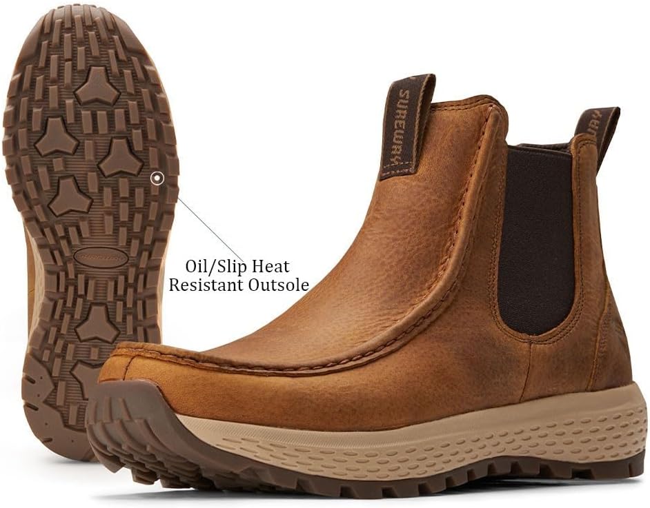 SUREWAY Men's Chelsea Boots,Fashion and Comfort Driving Shoes,Leather Moc Toe Outdoor Work Boots,Slip-Resistant Outsole,EH-Rated,All-Weather Rugged Slip-On Work/Casual/Dress Boots Shoes for Men - Image 4